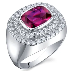 Ruby Radiant Cut Sterling Silver Ring Size 5