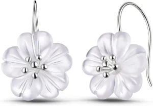 S925 Sterling Silver Drop Earrings Flower in the Rain Natural Crystal Dangle Earrings Elegant Flower Earrings Handmade Unique Jewelry Gifts for Women
