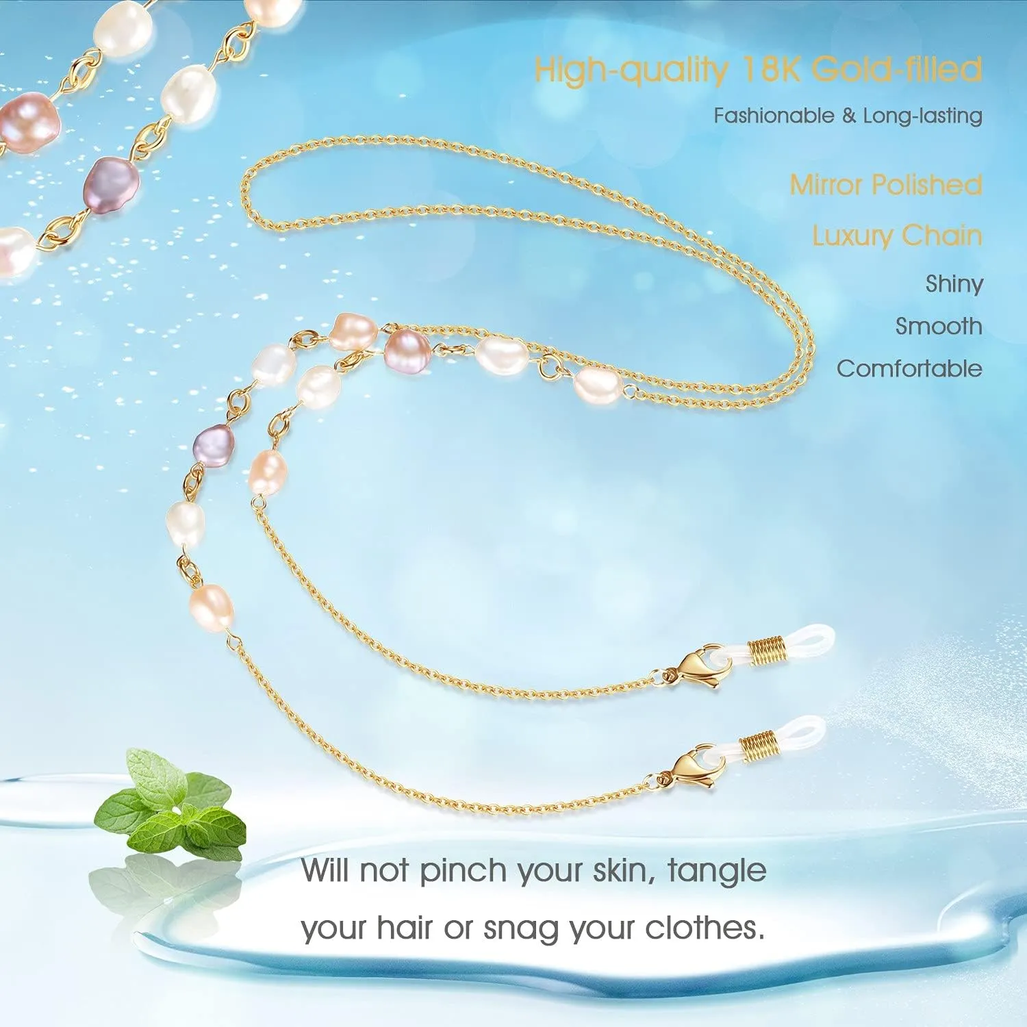 SAM & LORI Stylish Eyeglass Chain for Women Girls Pearls Colorful Shell Beads Necklace Sunglasses Reading Glasses Lanyard