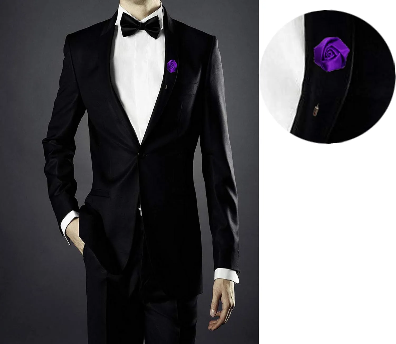 Sanrich Rose Boutonniere Men's Lapel Pins Satin Flower 12 Pack Groom Wedding Boutonniere Suit Brooch Outfit Accessories