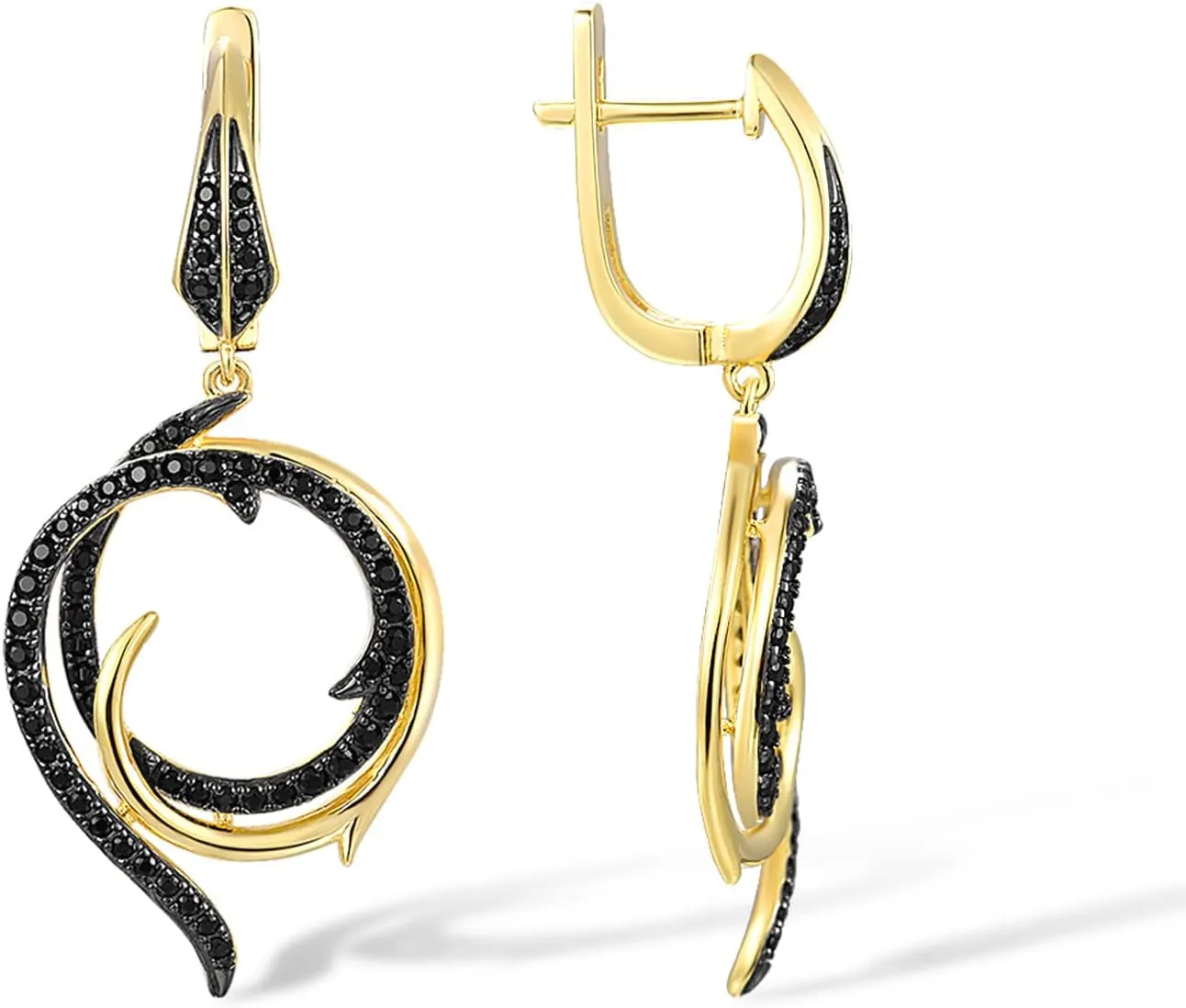 Santuzza 925 Sterling Silver Gemstone Dangle Earrings Cubic Zirconia Hoop Earrings for Women
