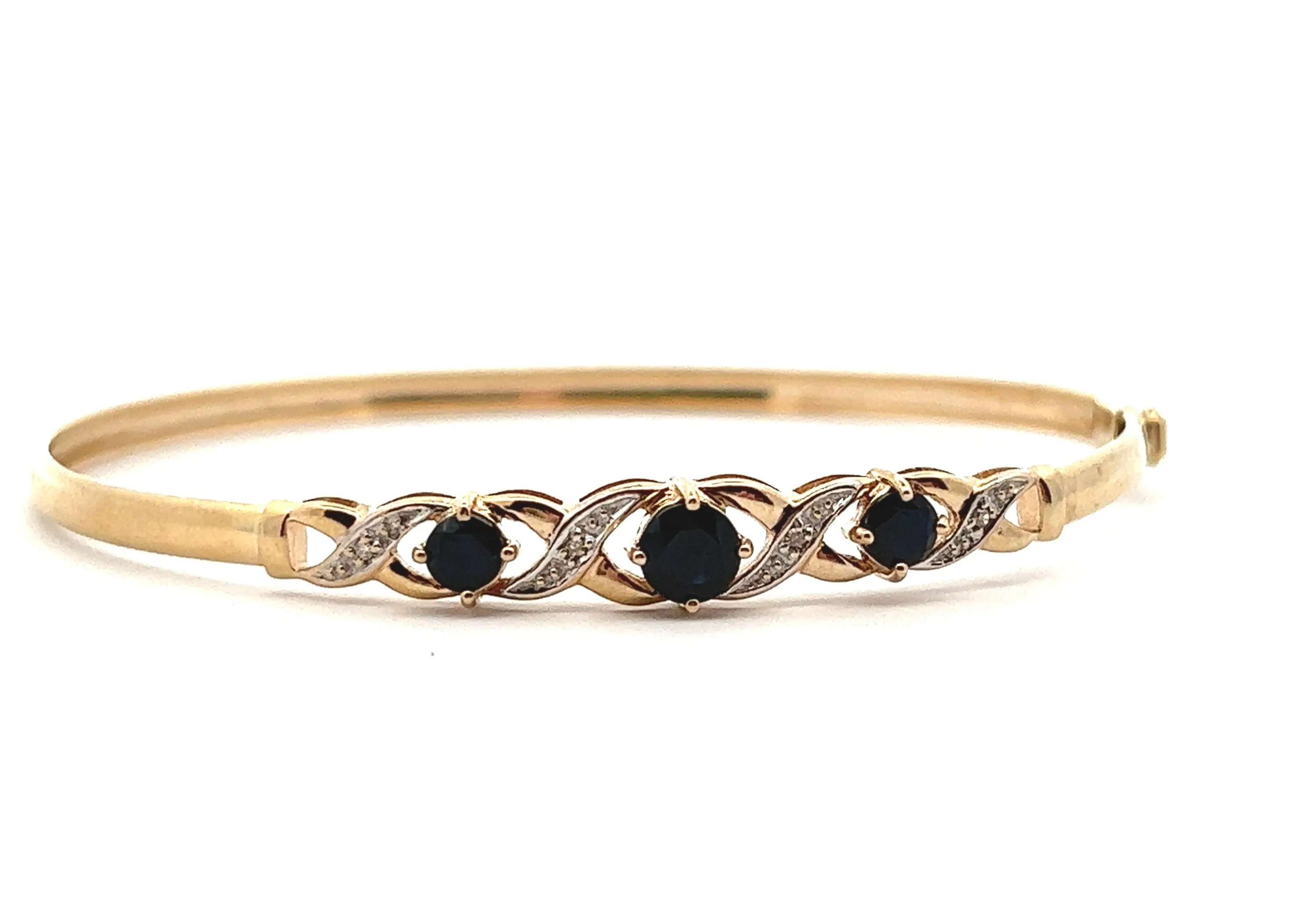 Sapphire & Diamond 9ct Yellow Gold Bangle