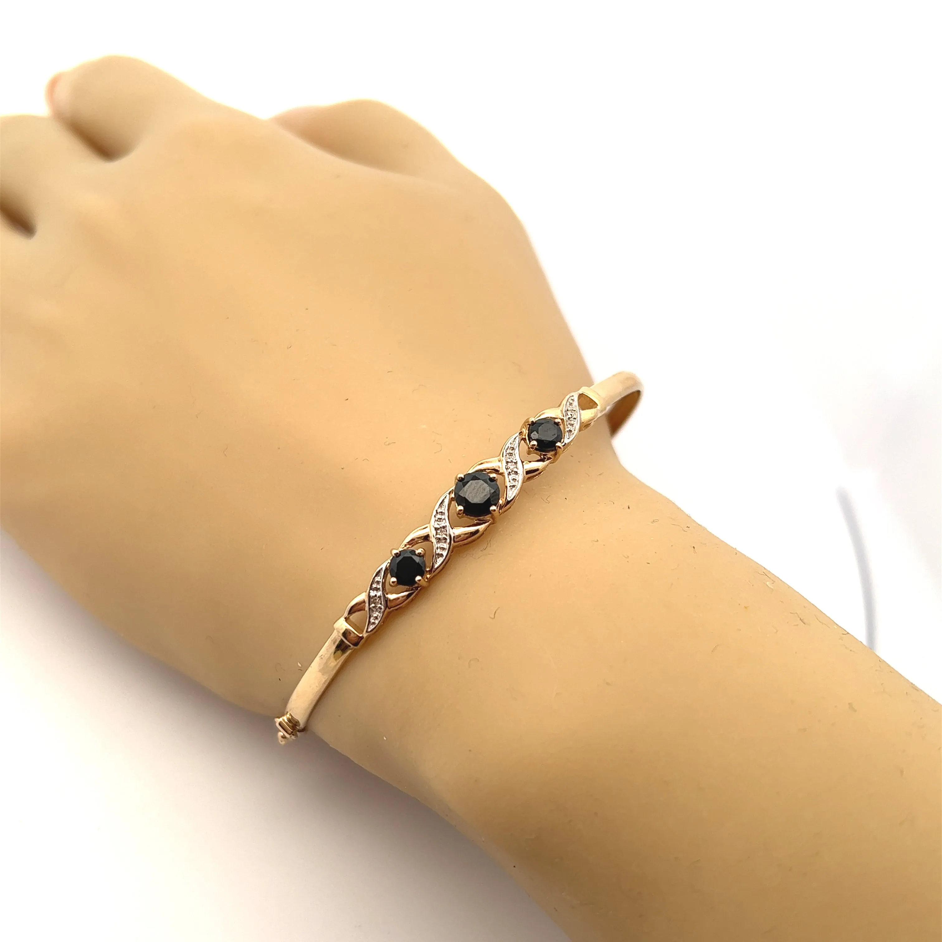Sapphire & Diamond 9ct Yellow Gold Bangle