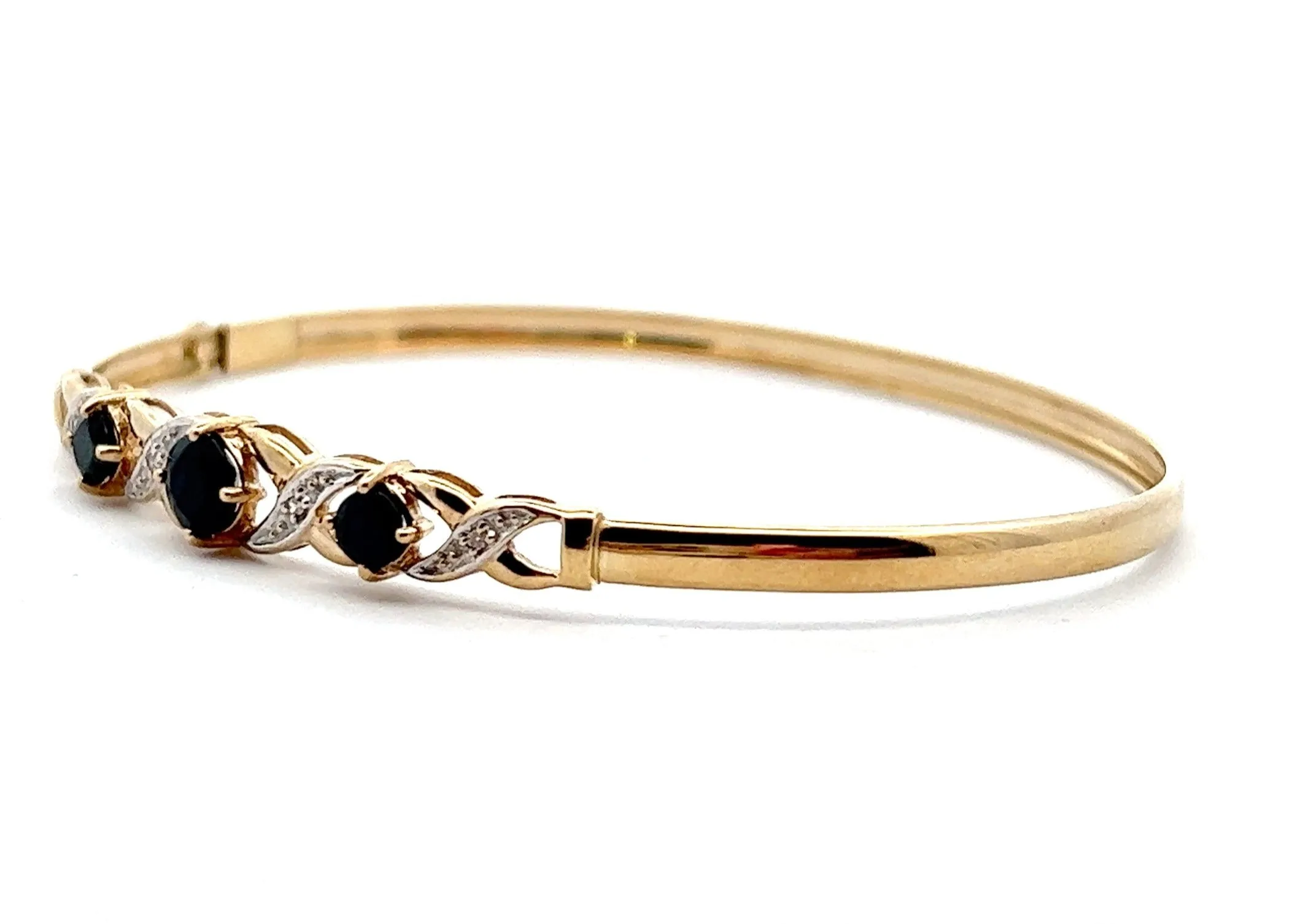 Sapphire & Diamond 9ct Yellow Gold Bangle