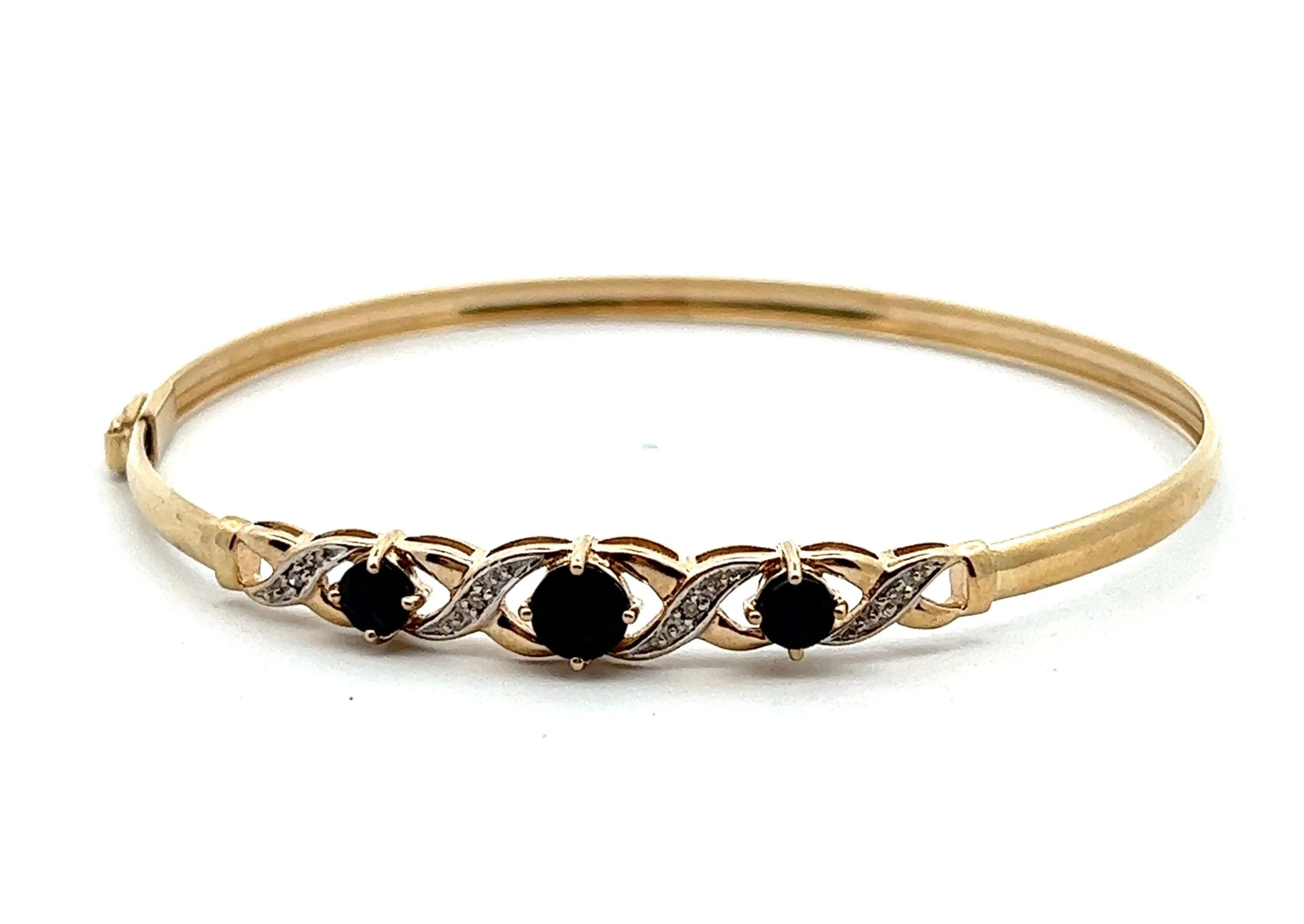 Sapphire & Diamond 9ct Yellow Gold Bangle