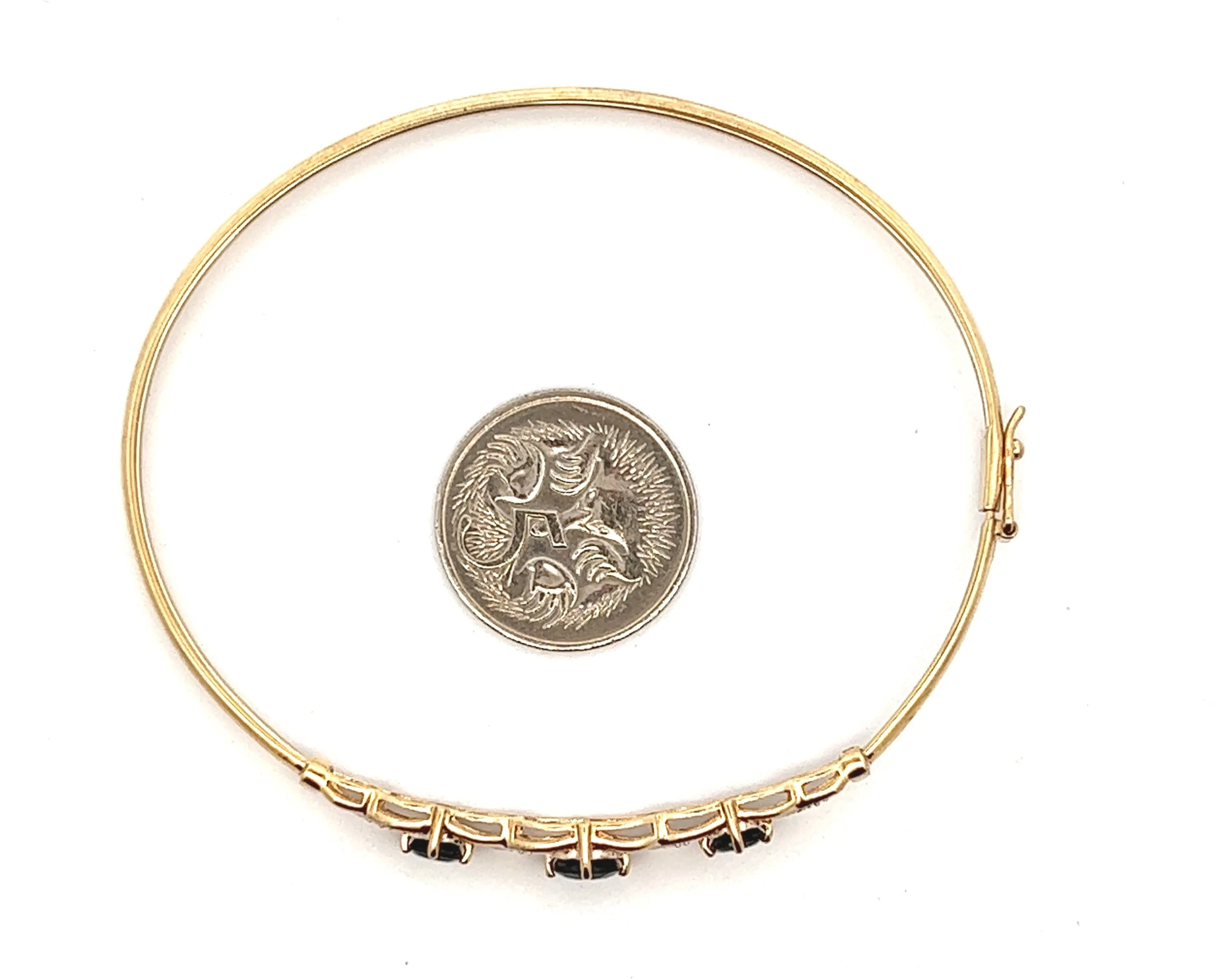 Sapphire & Diamond 9ct Yellow Gold Bangle