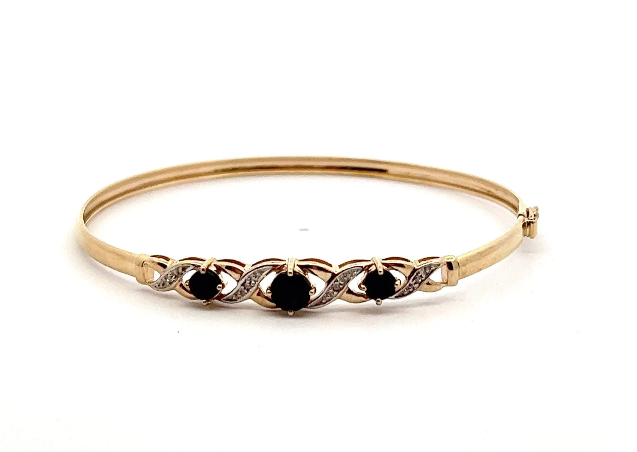 Sapphire & Diamond 9ct Yellow Gold Bangle
