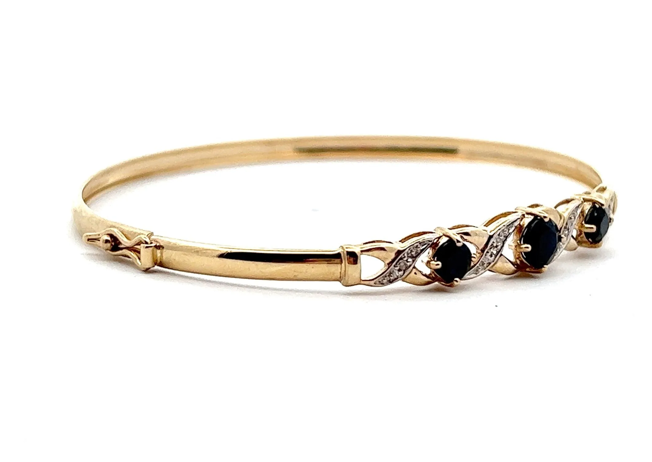 Sapphire & Diamond 9ct Yellow Gold Bangle