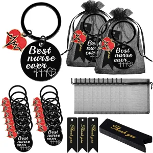 Sasylvia 36 Pcs Nurse Gifts Nurse Keychain with Organza Bags and Tag Medical Assistant Graduation Appreciation Nurse Day Gift(Stylish)