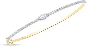 SAVEARTH DIAMONDS 1 1/3 To 1 2/3 CT Marquise & Round Cut Lab Created Moissanite Diamond Tennis Bangl Bracelet For Women In 14K Gold Over Sterling Silver Size-6 to 9 Inch,(VVS1 Clarity,1.30 To 1.65 CT)