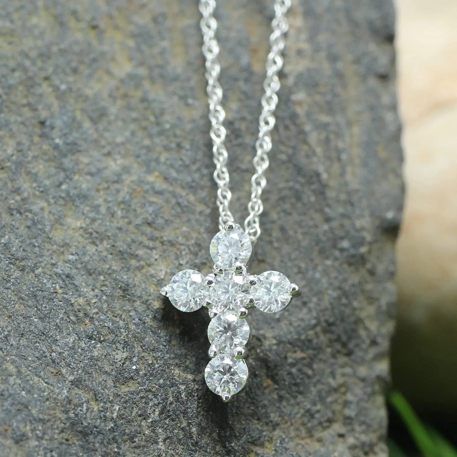 SAVEARTH DIAMONDS 1/2 Carat Round Cut Lab Created Moissanite Diamond Cross Pendant Necklace In 14K Gold Over Sterling Silver Jewelry For Women With 18" Chain (VVS1 Clarity, 0.50 Cttw)