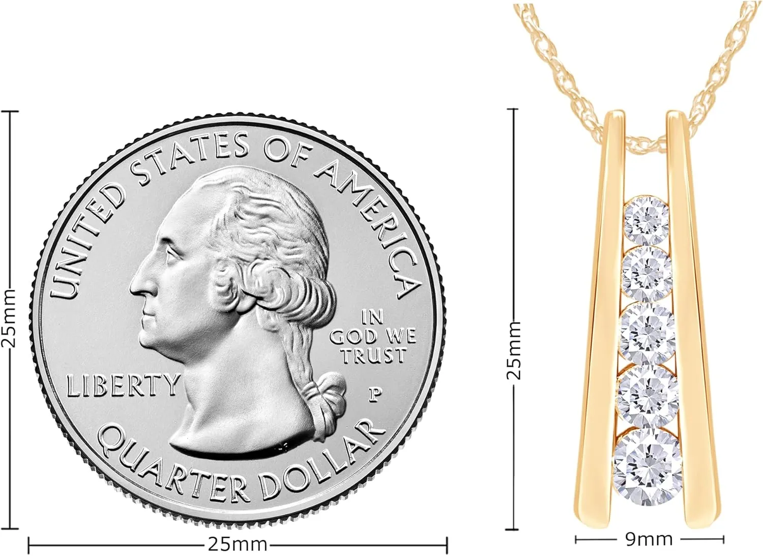 SAVEARTH DIAMONDS 1.25 Carat Lab Created Moissanite & Lab Grown Diamond Five Stone Journey Bar Pendant Necklace In 14k Gold Over Sterling Silver Jewelry With 18" Chain, Gift For Her
