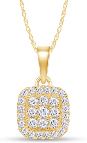 SAVEARTH DIAMONDS 1/3 Carat Round Cut Lab Created Moissanite Diamond Cluster Pendant Necklace In 14K Gold Over Sterling Silver Jewelry For Women With 18" Chain (VVS1 Clarity, 0.33 Cttw)