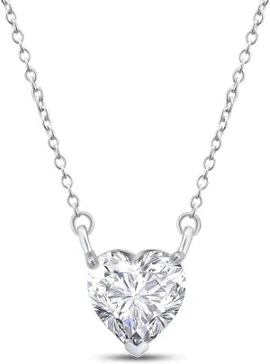 SAVEARTH DIAMONDS 6.5MM to 9MM Heart Shaped Lab Created Moissanite Diamond Solitaire Pendant Necklace in 14K Gold Over Sterling Silver Jewelry for Women,VVS1 Clarity, 1.00 to 3 Cttw