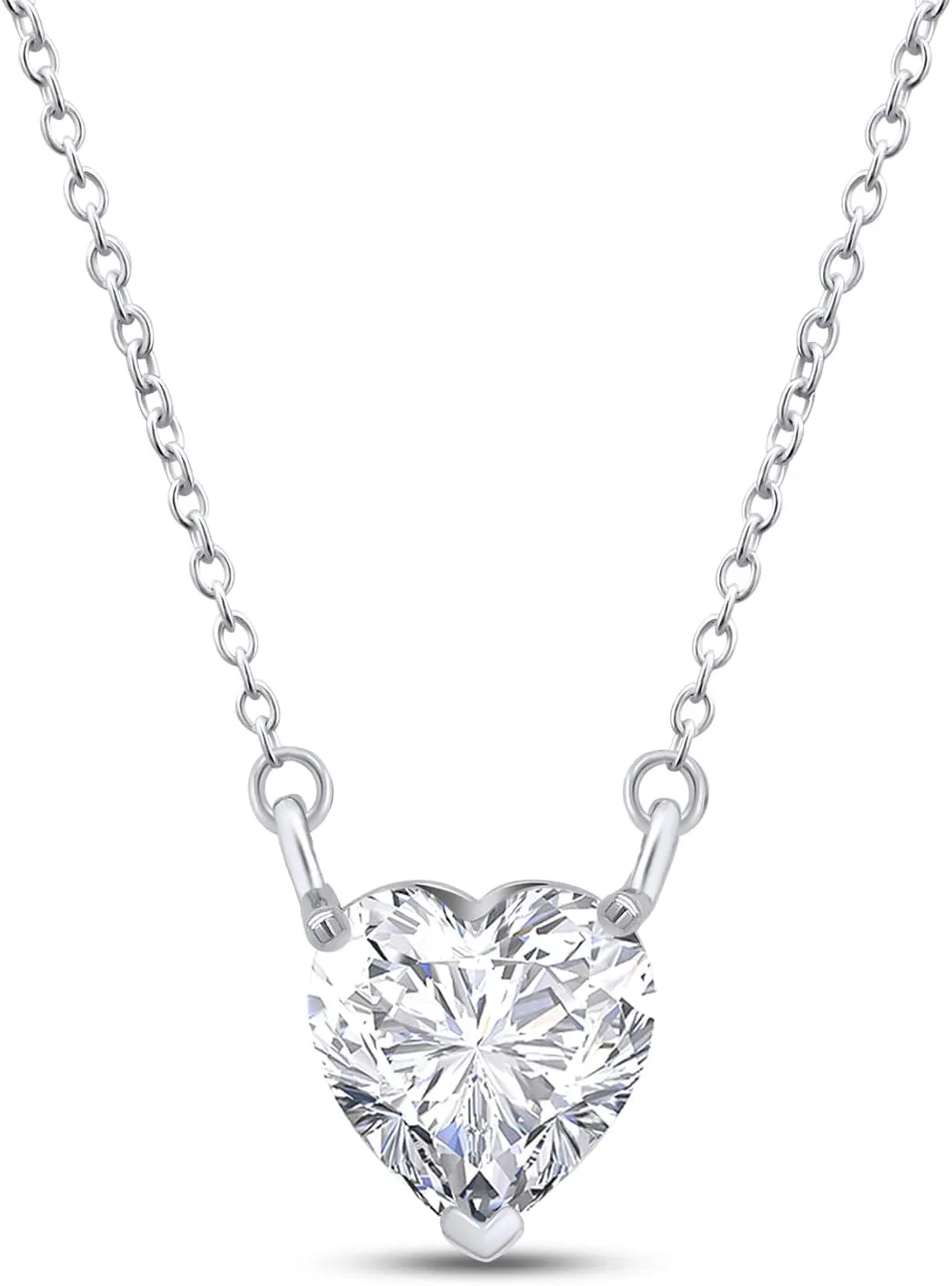 SAVEARTH DIAMONDS 6.5MM to 9MM Heart Shaped Lab Created Moissanite Diamond Solitaire Pendant Necklace in 14K Gold Over Sterling Silver Jewelry for Women,VVS1 Clarity, 1.00 to 3 Cttw