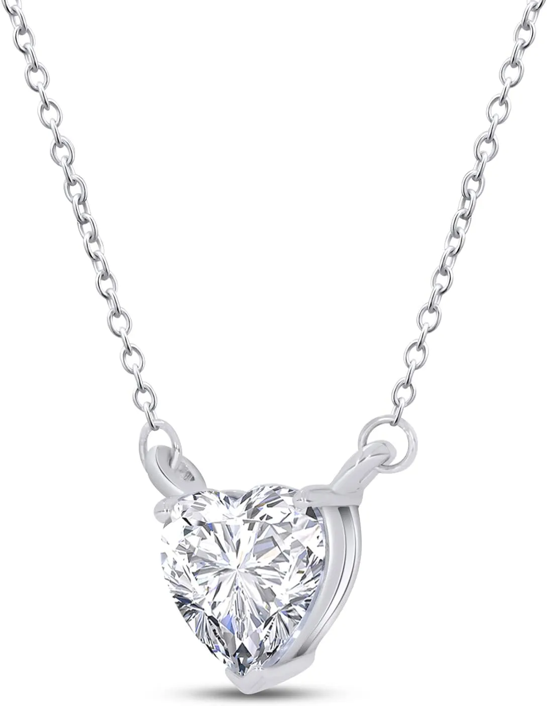 SAVEARTH DIAMONDS 6.5MM to 9MM Heart Shaped Lab Created Moissanite Diamond Solitaire Pendant Necklace in 14K Gold Over Sterling Silver Jewelry for Women,VVS1 Clarity, 1.00 to 3 Cttw
