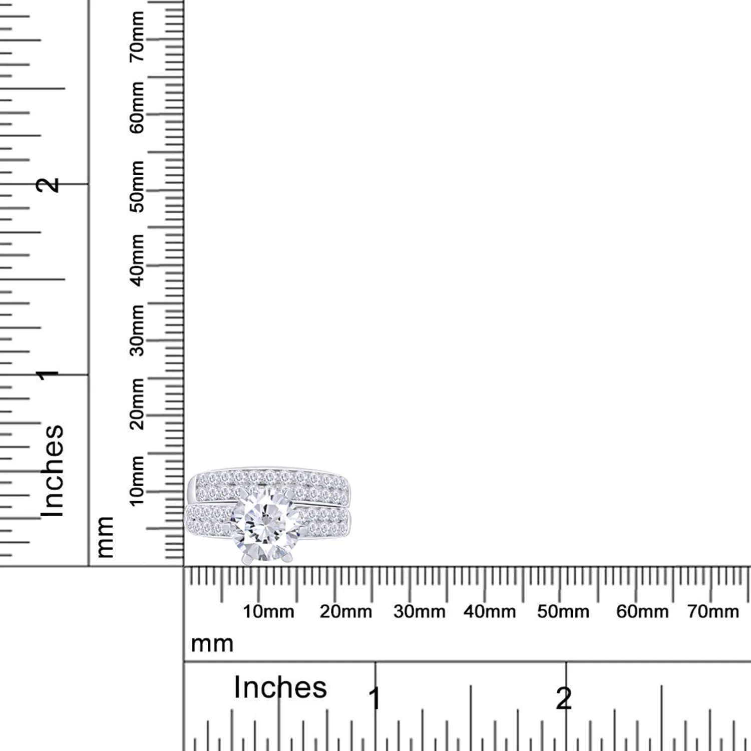 SAVEARTH DIAMONDS Engagement Ring, 7MM Round Cut Lab Created Moissanite Rings, 14K Gold Plated 925 Sterling Silver Bridal Set Rings for Women, Bridal jewelry (VVS1 Clarity 2.00 Cttw)