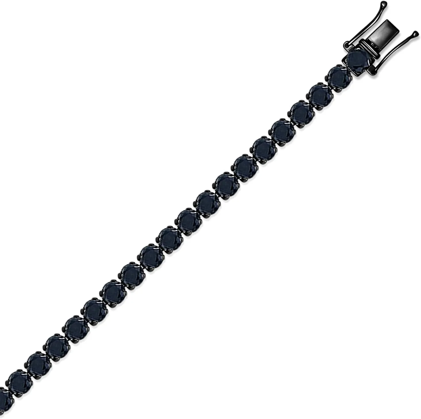 SAVEARTH DIAMONDS Round Cut Lab Created Black Moissanite 3MM To 6.5MM Width Tennis Chain Necklace For Men Women In 14K Black Rhodium Plated Sterling Silver, (VVS1 Clarity, 12.45cttw to 84.20cttw)