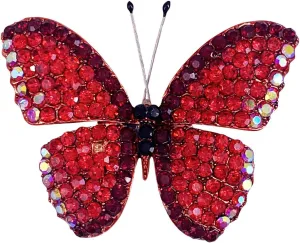 SELOVO Butterfly Crystal Brooch Pin Jewelry Rhinestone Gold Tone