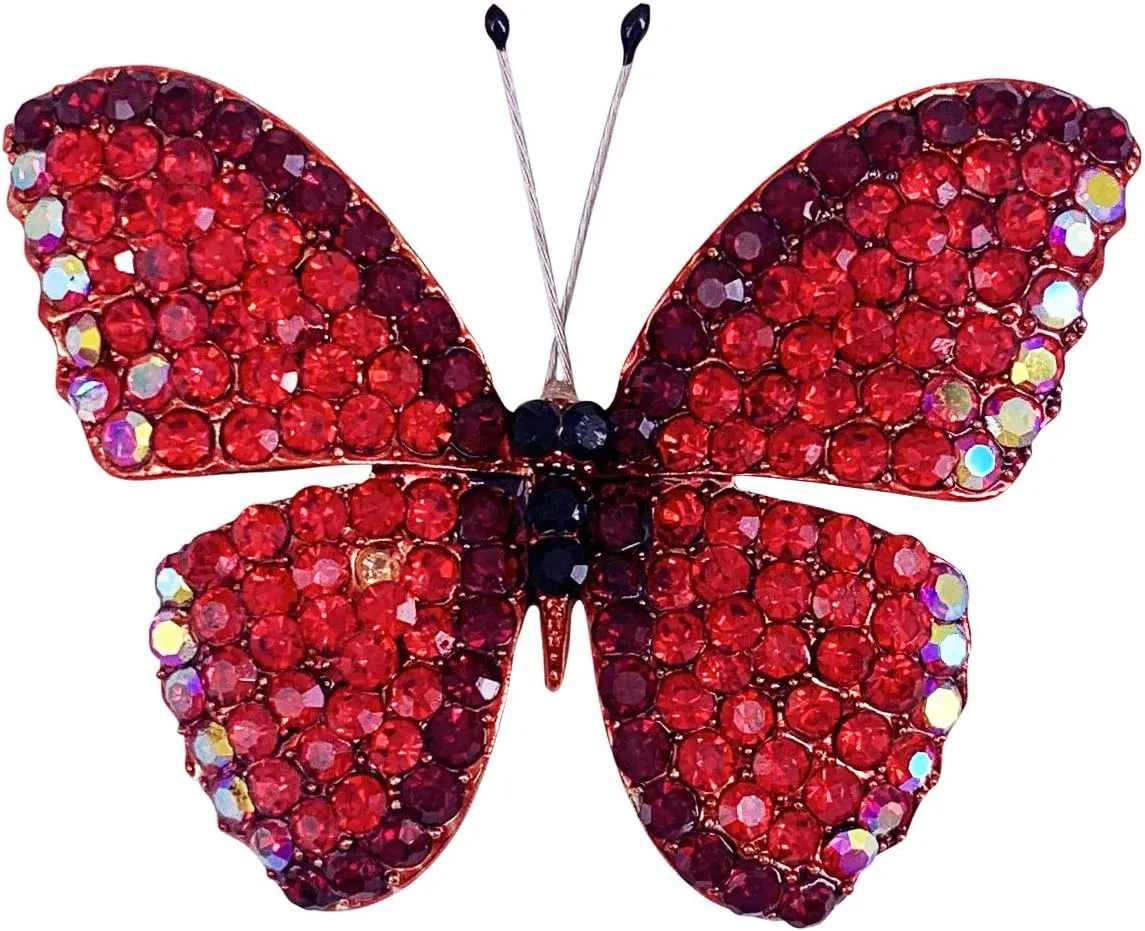 SELOVO Butterfly Crystal Brooch Pin Jewelry Rhinestone Gold Tone