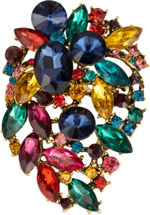 SELOVO Rhinestone Statement Brooch Pin Flower Dress Accessory