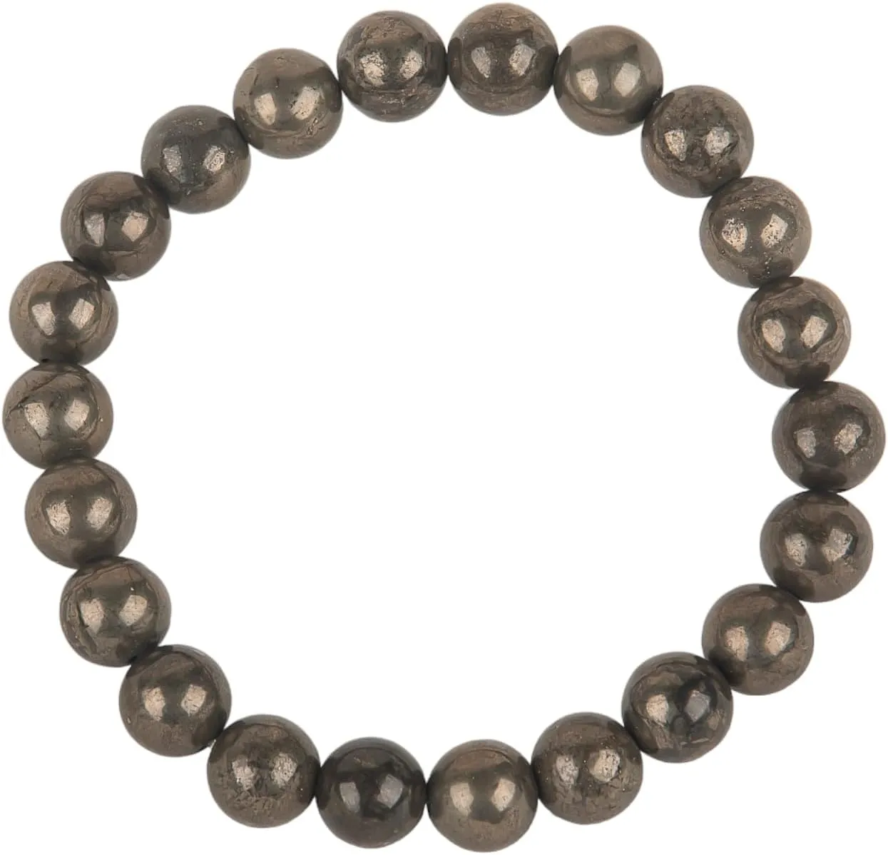 [SHNAYA JEWELS ] AAA Natural " PYRITE " Gemstone 8mm Round Beaded 7.5" Inch Stretchable Bracelet, Great Gift for Men & Women, Designer, Meditation, Friendship,Couple Bracelet, Bye Bye Anxiety