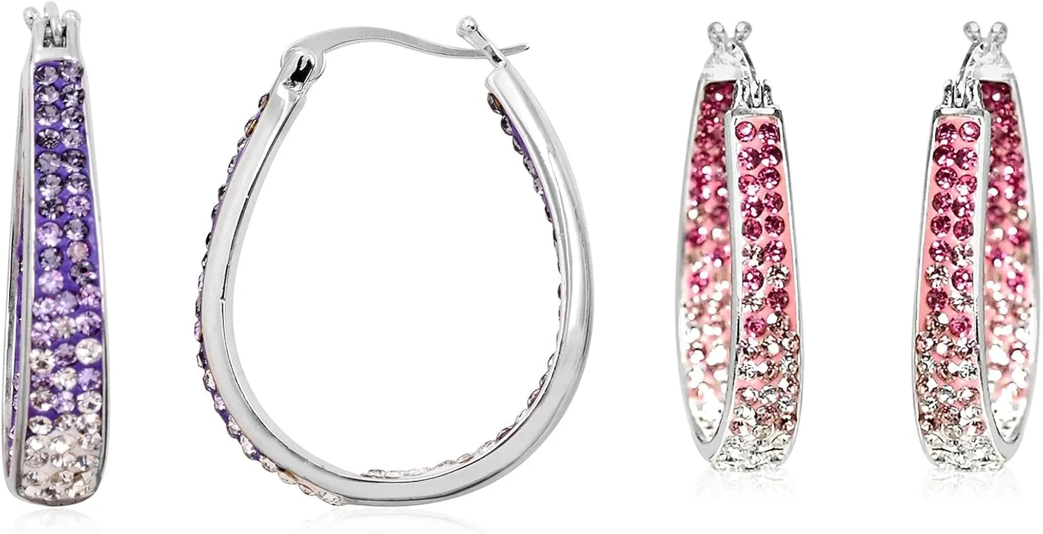 Shop LC Crystals Inside Out Hoop Hoops Earrings For Women Platinum Plated Fashion Gifts Jewelry