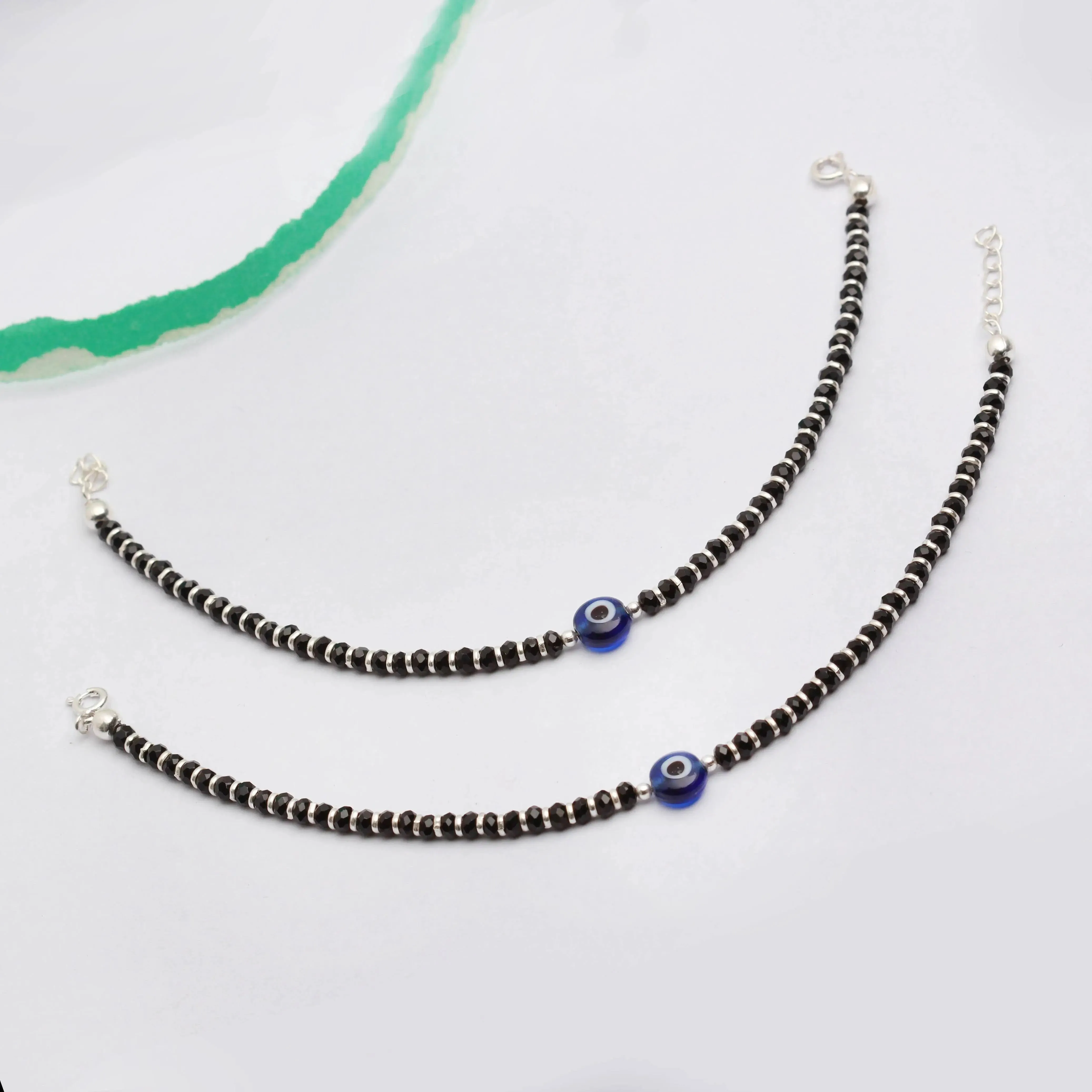 Silver Evil Eye Protector Anklet