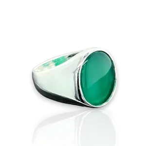 Silver Green Jade Stone Ring, Men Oval Classic Green Jade Ring, Handmade Silver Ring, Turkish Handmade Sterling Silver Ring