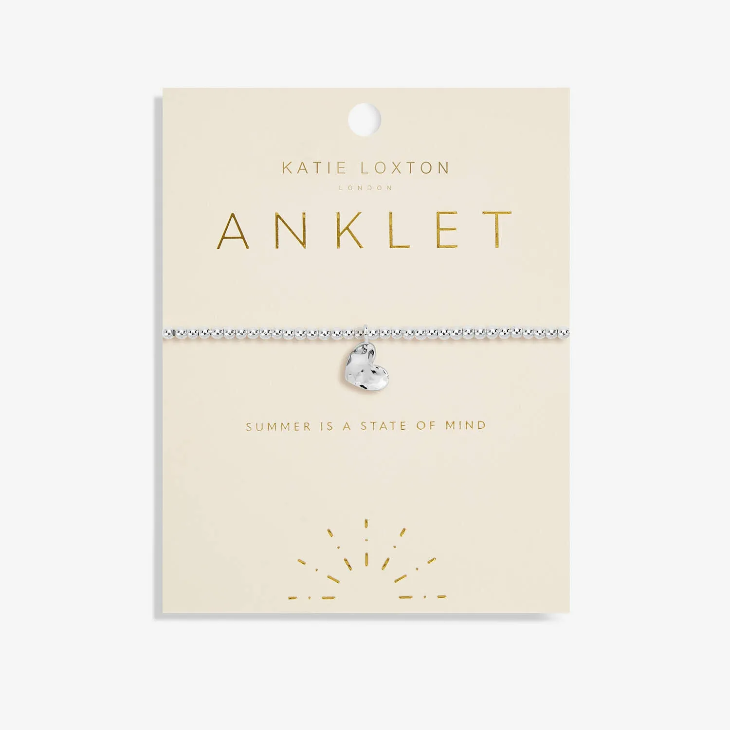 Silver Hammered Heart Anklet