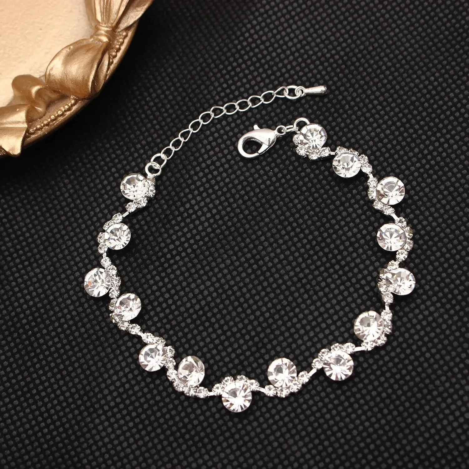 Silver Plated Elegant Necklace Earrings Bride Bridesmaid Jewelry Sets for Wedding Prom Crystal Jewelry Set for Women Costume Accessories