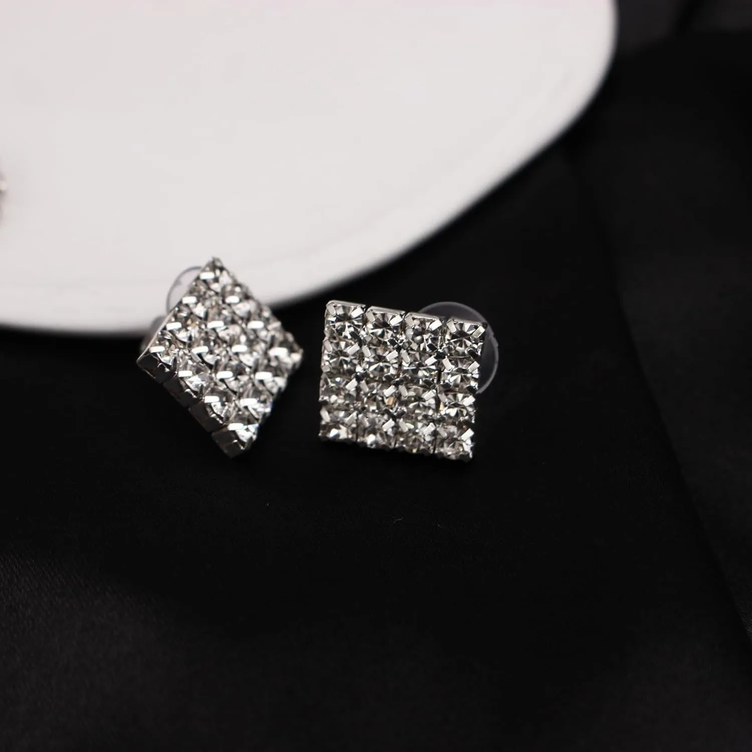 Silver Plated Elegant Necklace Earrings Bride Bridesmaid Jewelry Sets for Wedding Prom Crystal Jewelry Set for Women Costume Accessories