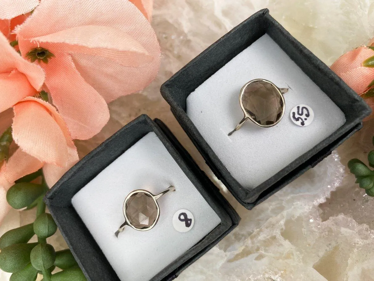 Silver Smoky Quartz Rings