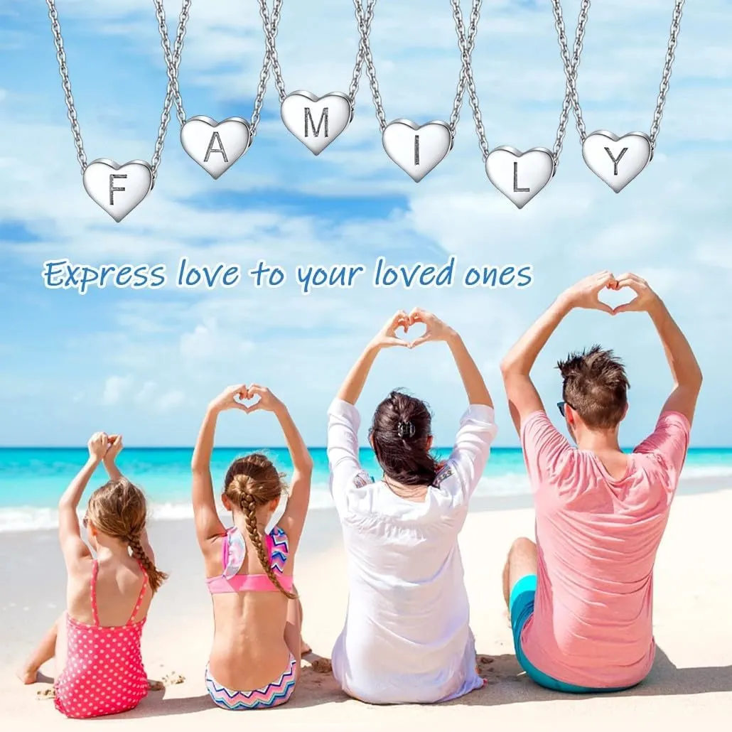 Silvora 925 Sterling Silver Heart Initial Necklace,Dainty Heart Pendant Letter Alphabet Necklace for Women,Letter Necklace Charms with Delicate Packaging