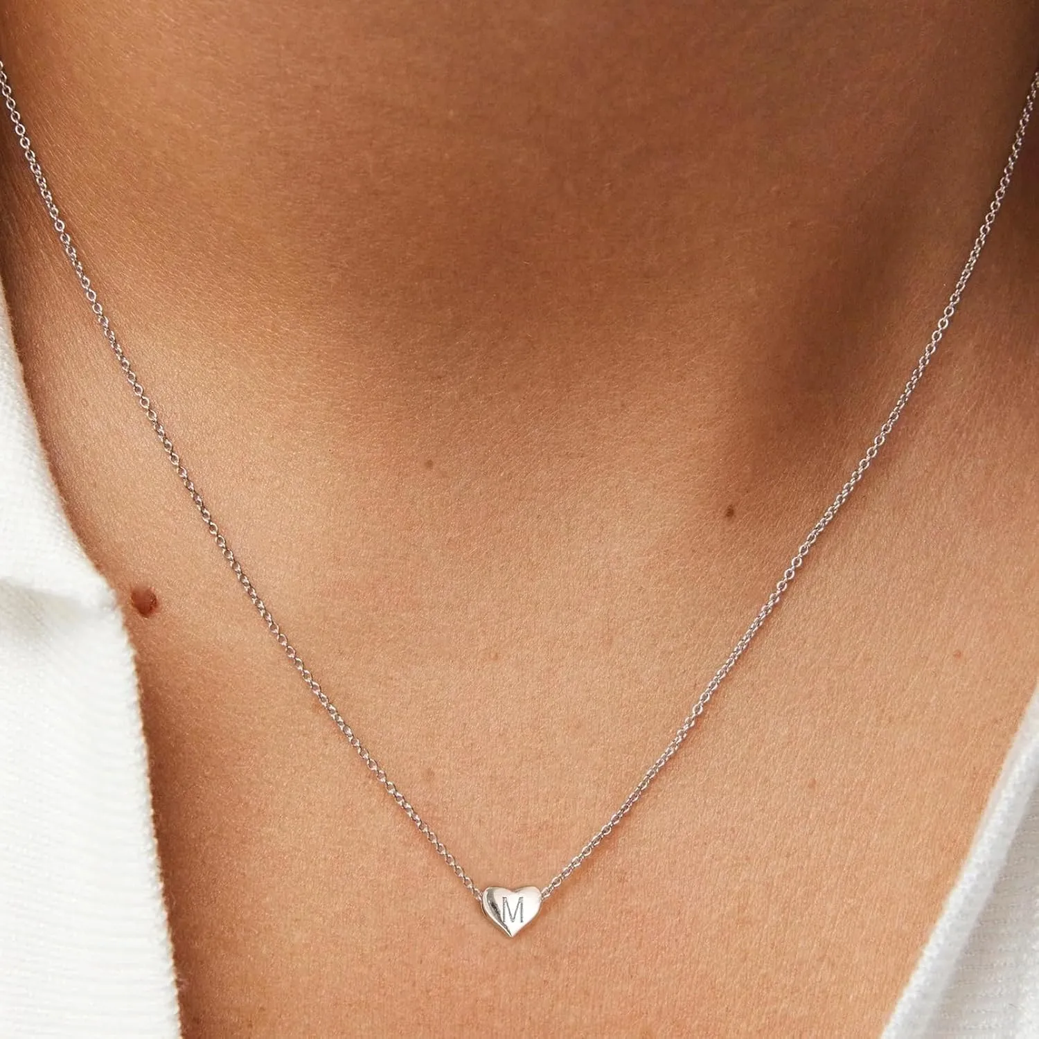 Silvora 925 Sterling Silver Heart Initial Necklace,Dainty Heart Pendant Letter Alphabet Necklace for Women,Letter Necklace Charms with Delicate Packaging