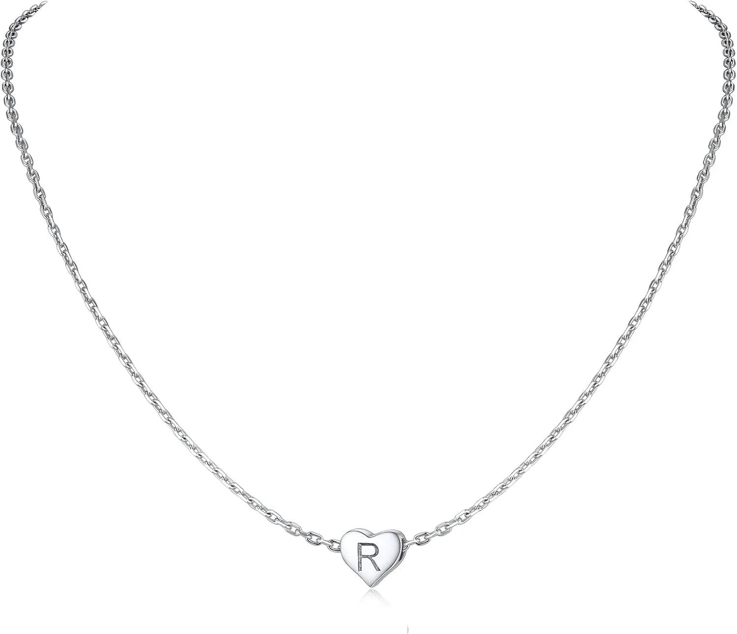 Silvora 925 Sterling Silver Heart Initial Necklace,Dainty Heart Pendant Letter Alphabet Necklace for Women,Letter Necklace Charms with Delicate Packaging