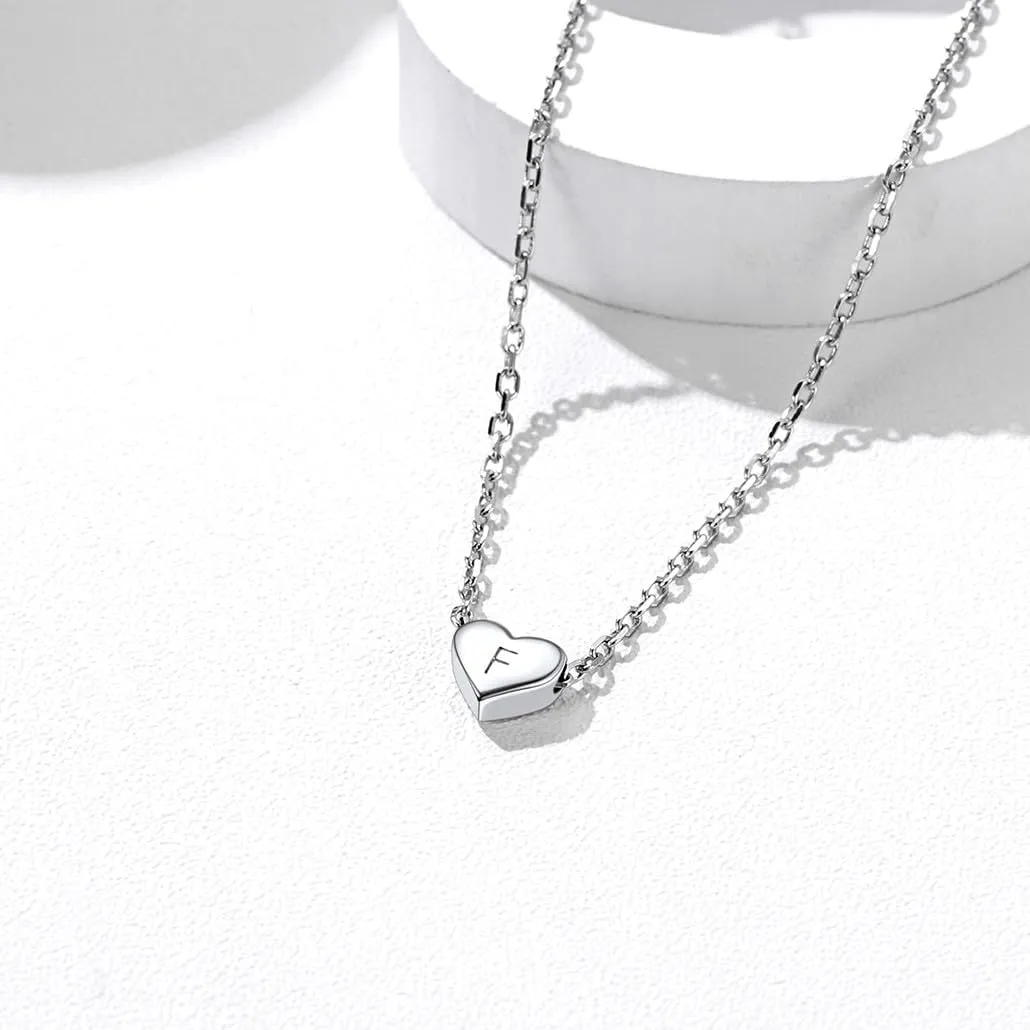 Silvora 925 Sterling Silver Heart Initial Necklace,Dainty Heart Pendant Letter Alphabet Necklace for Women,Letter Necklace Charms with Delicate Packaging