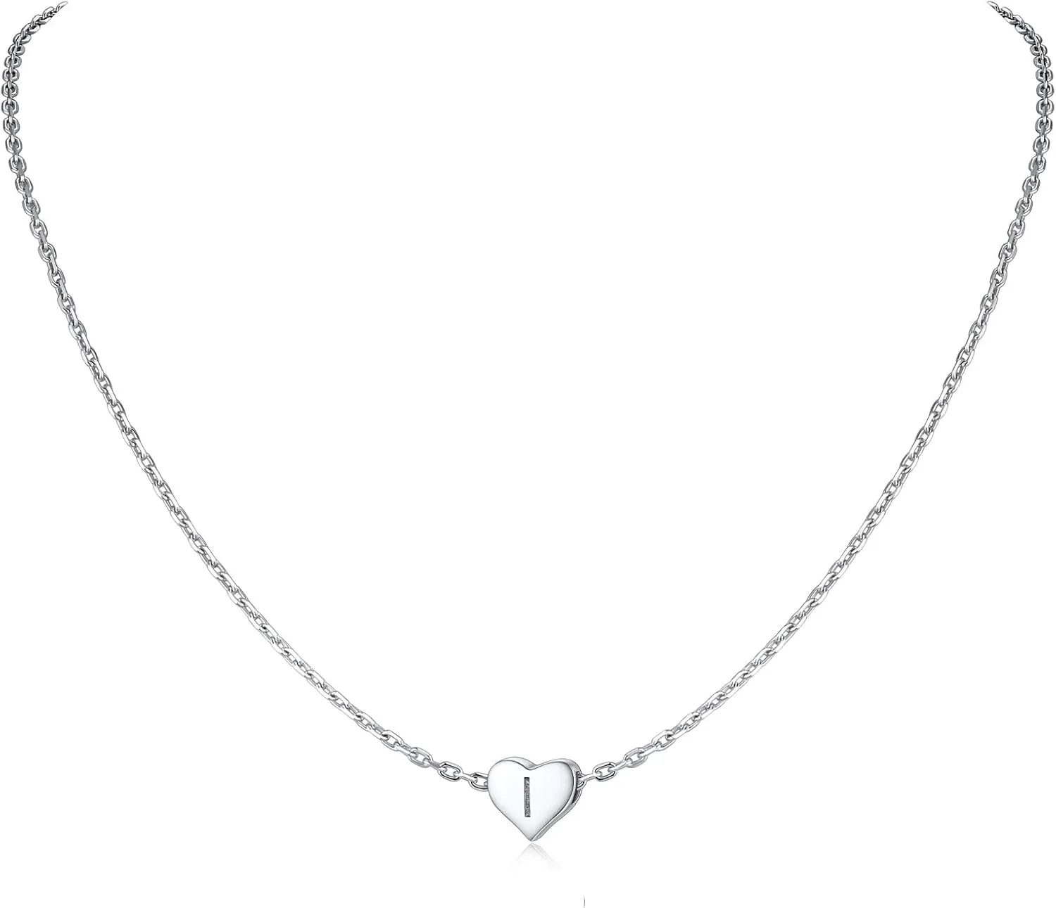 Silvora 925 Sterling Silver Heart Initial Necklace,Dainty Heart Pendant Letter Alphabet Necklace for Women,Letter Necklace Charms with Delicate Packaging