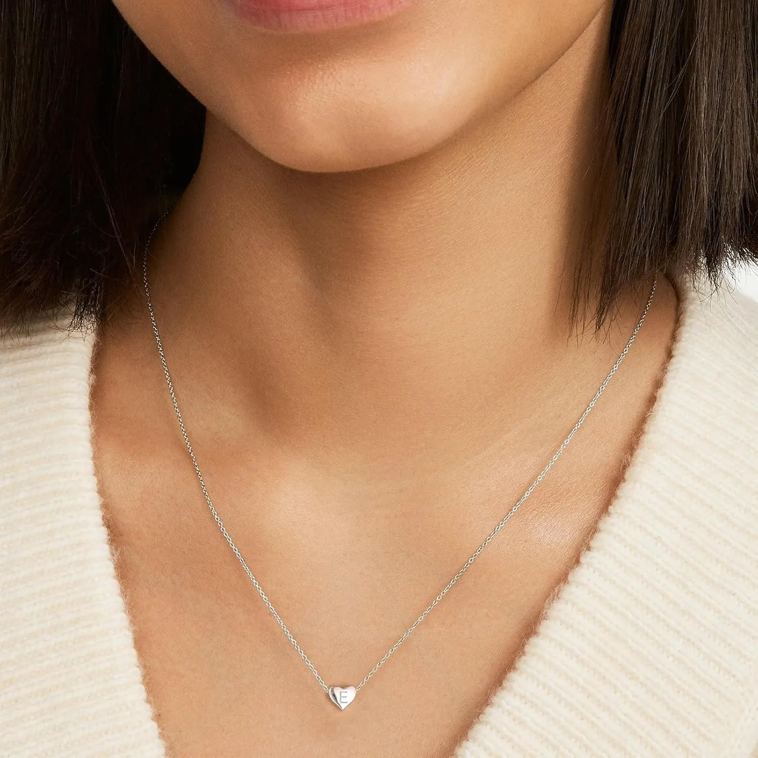 Silvora 925 Sterling Silver Heart Initial Necklace,Dainty Heart Pendant Letter Alphabet Necklace for Women,Letter Necklace Charms with Delicate Packaging