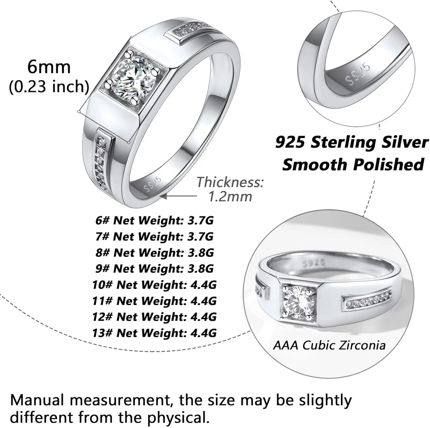 Silvora Sterling Silver Rings for Men Women, Shiny Cubic Zirconia Wedding Bands with Delicate Gift Packaging, Personalized Customizable