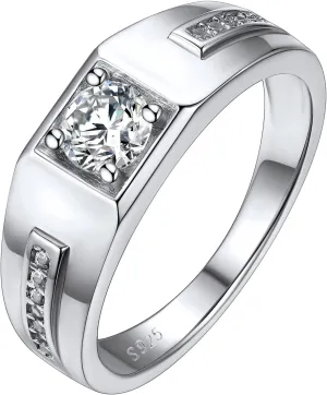 Silvora Sterling Silver Rings for Men Women, Shiny Cubic Zirconia Wedding Bands with Delicate Gift Packaging, Personalized Customizable