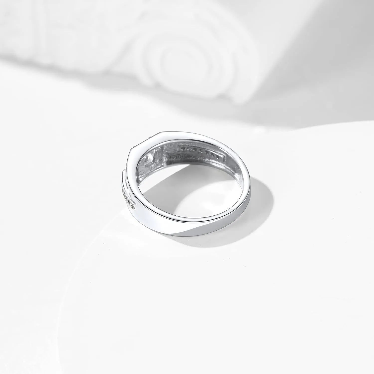 Silvora Sterling Silver Rings for Men Women, Shiny Cubic Zirconia Wedding Bands with Delicate Gift Packaging, Personalized Customizable