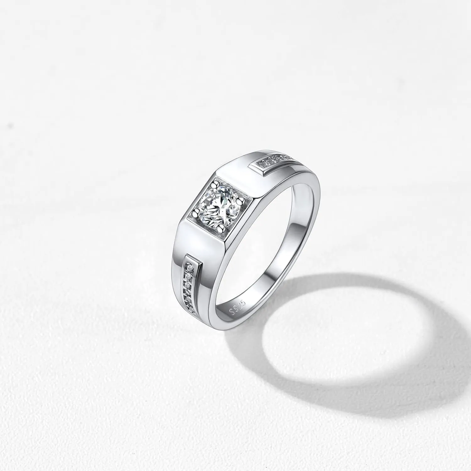 Silvora Sterling Silver Rings for Men Women, Shiny Cubic Zirconia Wedding Bands with Delicate Gift Packaging, Personalized Customizable