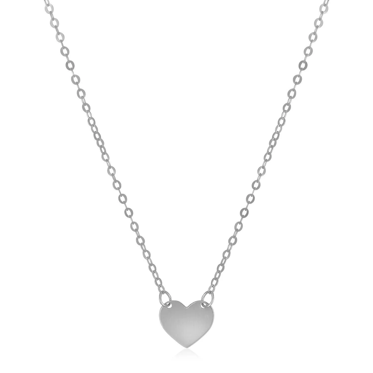 Size: 18'' - 14k White Gold Polished Mini Heart Necklace