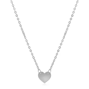 Size: 18'' - 14k White Gold Polished Mini Heart Necklace
