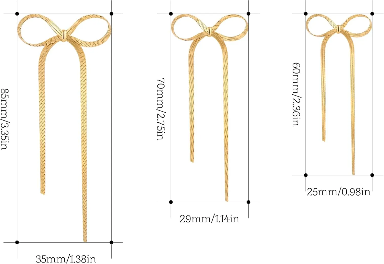 SLOONG 2pcs Bow Earrings Stainless Steel Gold Silver Ribbon Bow Stud Earrings 14K Gold Plated Dangle Earrings Delicate Gift for Women Adult