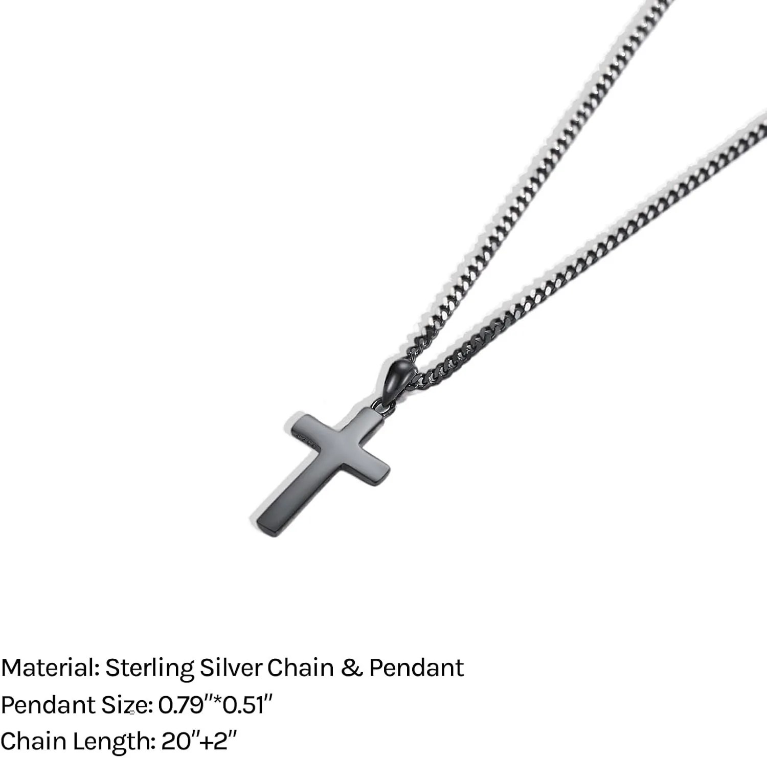 Small Cross Necklace for Men Women 925 Sterling Silver Cross Pendant Chain 22 Inch