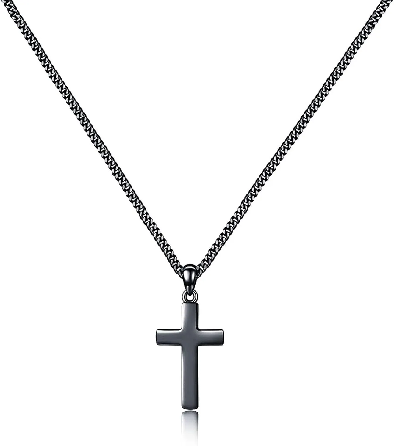 Small Cross Necklace for Men Women 925 Sterling Silver Cross Pendant Chain 22 Inch