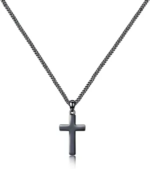 Small Cross Necklace for Men Women 925 Sterling Silver Cross Pendant Chain 22 Inch