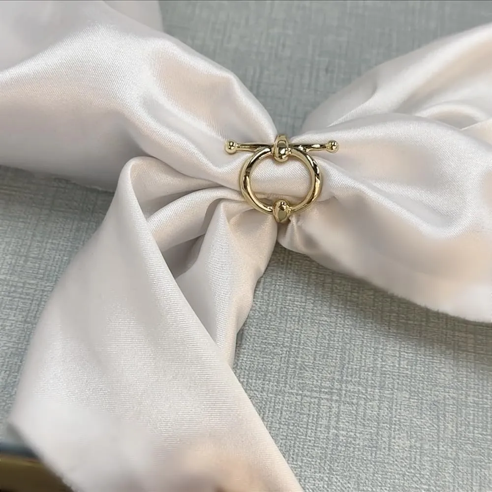 Small Geometric Silk Scarf Ring Brooch for Women Girls Fashion Chic Round Bar Shawl Scarves Buckle Wrap Clasp Clip Finger Ring Size 8 Dress Accessories Jewelry Gift